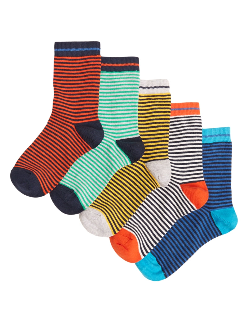 5pk Cotton Striped Socks