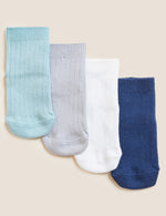 4pk Cotton Rich Ribbed Baby Socks (0-3 Yrs)