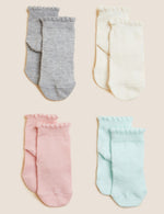 4pk Cotton Rich Baby Socks (0-3 Yrs)