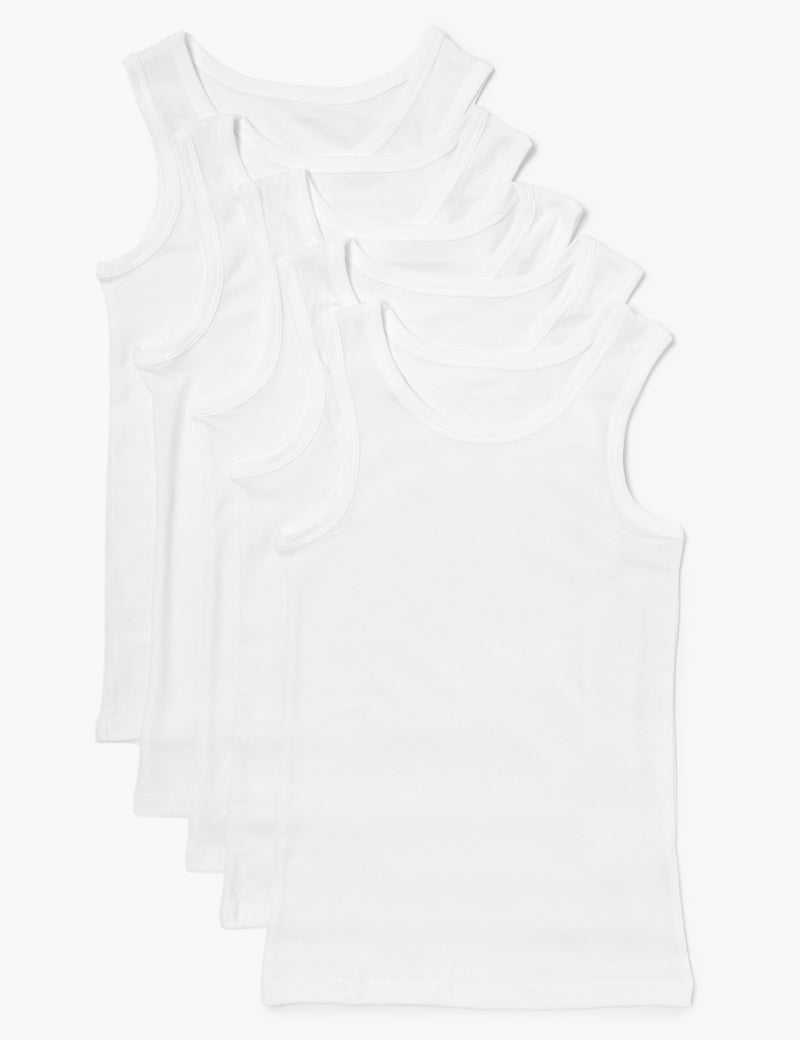 5 Pack Pure Cotton Vests (2-16 Yrs)