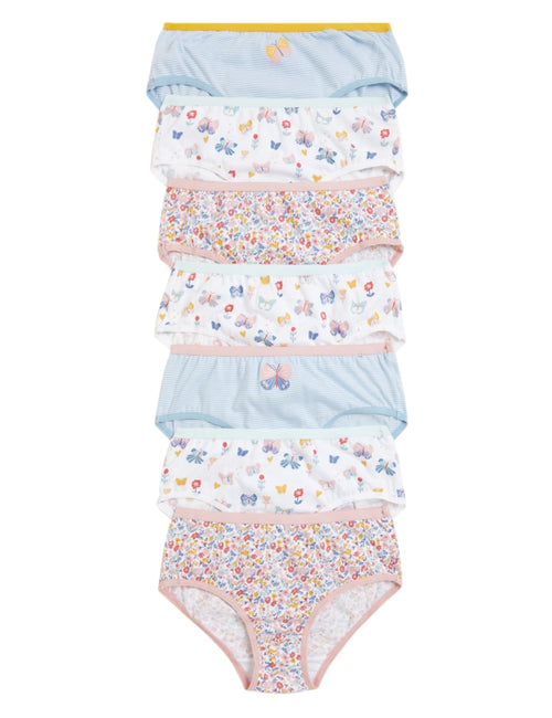 7pk Pure Cotton Butterfly Knickers (2-14 Yrs)