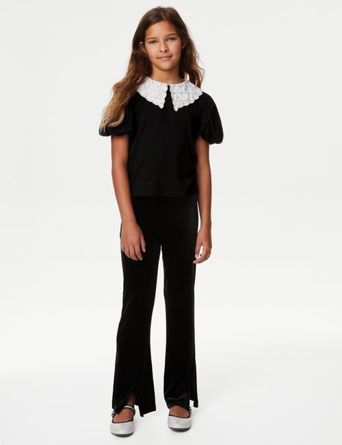 Pure Cotton Embellished Collar Top (6-16 Yrs)