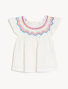 Pure Cotton Embroidered Top (2-8 Yrs)
