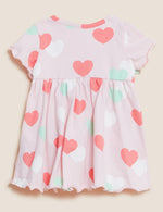 Pure Cotton Heart Print Dress (0 - 3  Yrs)