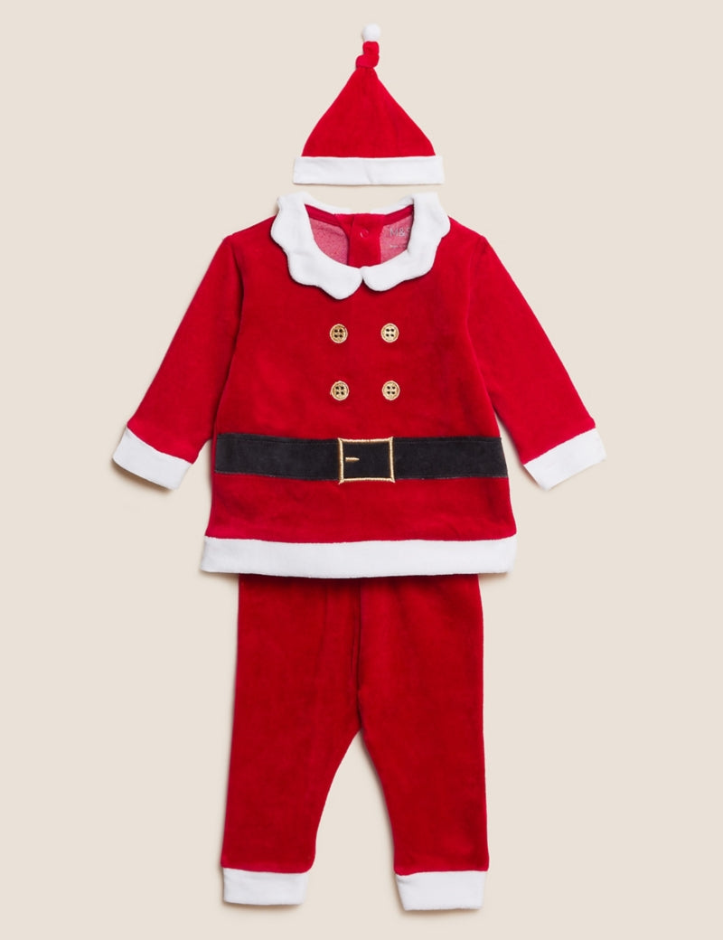 3pc Cotton Rich Santa Outfit (0-3 Yrs)