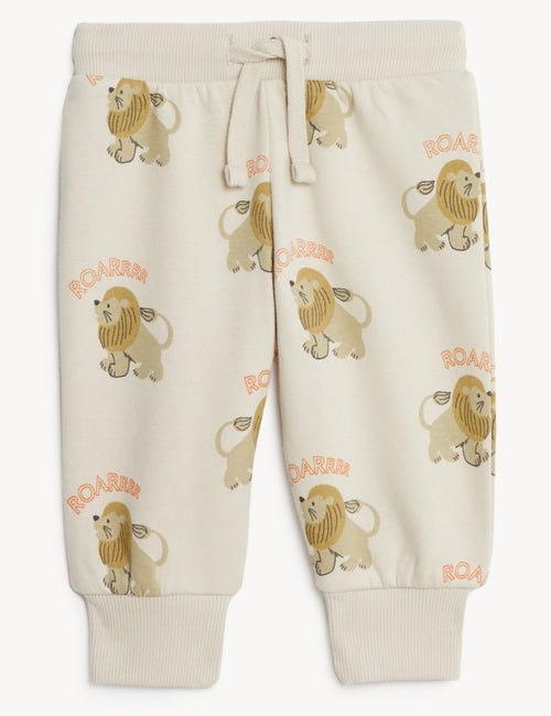 Cotton Rich Lion Print Joggers (0-3 Yrs)