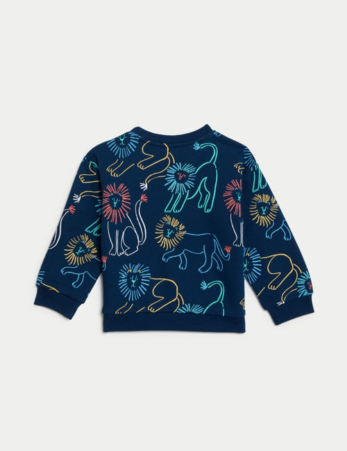 Cotton Rich Lion Print Sweatshirt (0-3 Yrs)