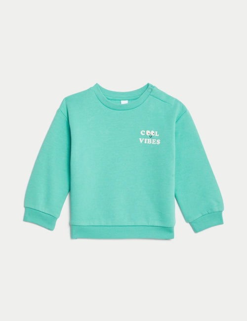Cotton Rich Cool Vibes Slogan Sweatshirt (0-3 Yrs)