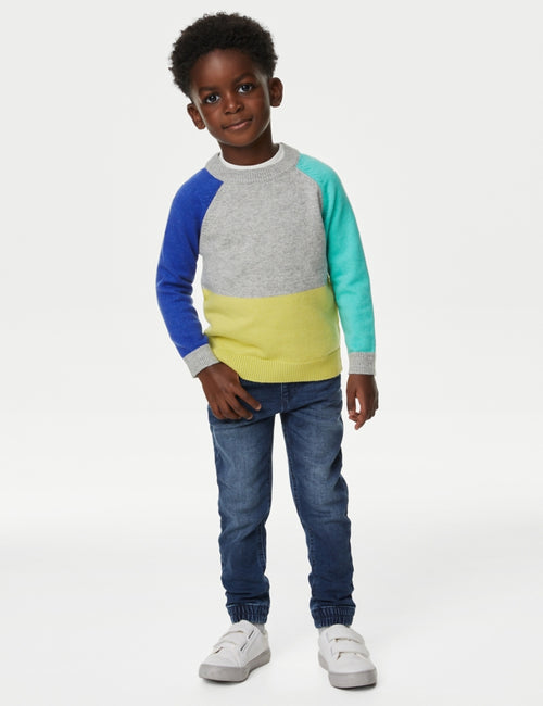 Cotton Rich Colour Block Knitted Jumper (2-8 Yrs)