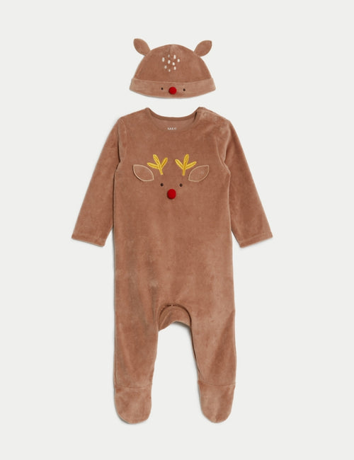 2pc Cotton Rich Reindeer Sleepsuit Gift Set (6½lbs-3 Yrs)