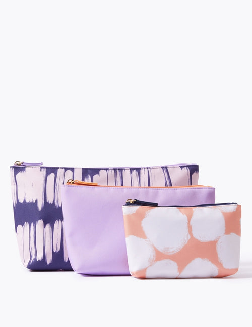 3 Piece Printed Toiletry Bags